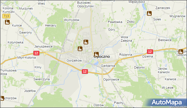 mapa Opoczno, Opoczno na mapie Targeo