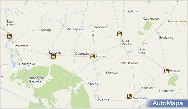 mapa Oporowo gmina Krzemieniewo, Oporowo gmina Krzemieniewo na mapie Targeo