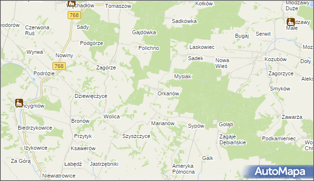 mapa Orkanów, Orkanów na mapie Targeo