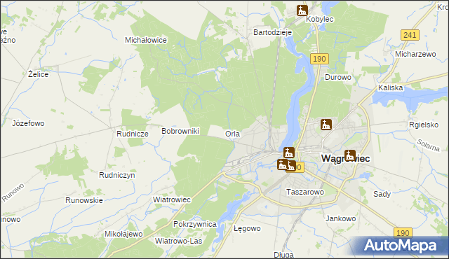 mapa Orla gmina Wągrowiec, Orla gmina Wągrowiec na mapie Targeo