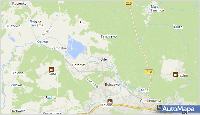 mapa Orle gmina Wejherowo, Orle gmina Wejherowo na mapie Targeo