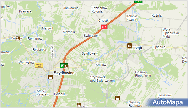 mapa Orłów gmina Jastrząb, Orłów gmina Jastrząb na mapie Targeo