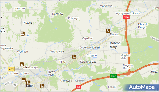 mapa Orpelów-Numerki, Orpelów-Numerki na mapie Targeo