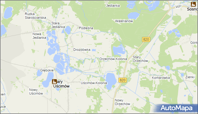 mapa Orzechów-Kolonia, Orzechów-Kolonia na mapie Targeo