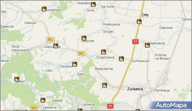 mapa Orzechowce, Orzechowce na mapie Targeo
