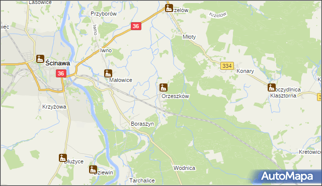 mapa Orzeszków gmina Wińsko, Orzeszków gmina Wińsko na mapie Targeo