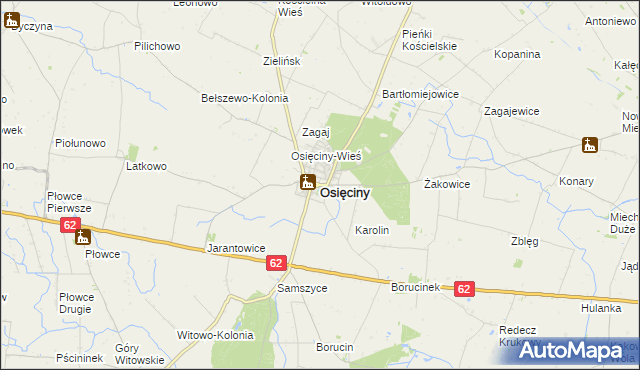 mapa Osięciny, Osięciny na mapie Targeo