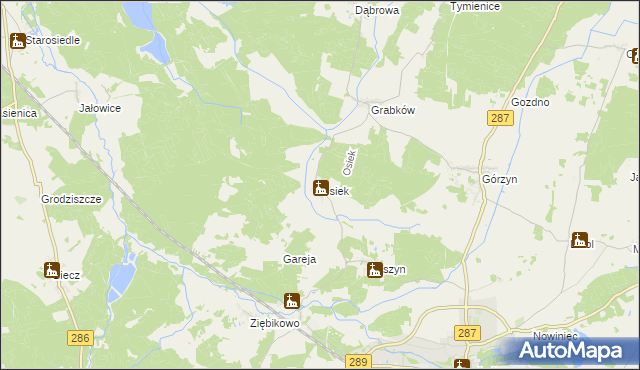 mapa Osiek gmina Lubsko, Osiek gmina Lubsko na mapie Targeo