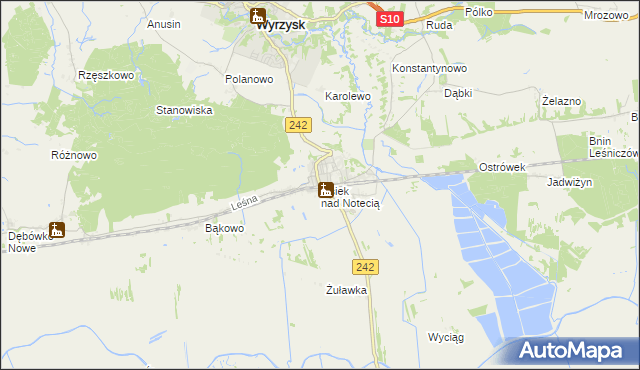 mapa Osiek nad Notecią, Osiek nad Notecią na mapie Targeo