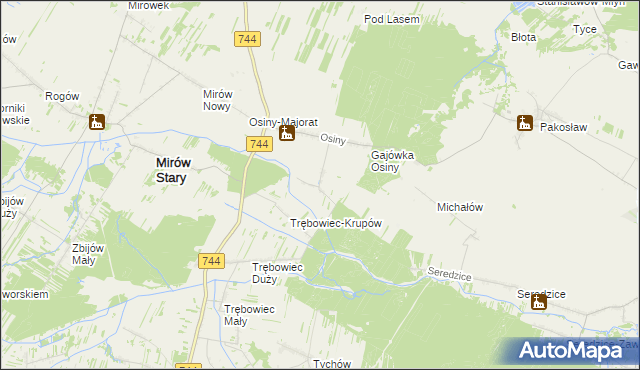 mapa Osiny-Mokra Niwa, Osiny-Mokra Niwa na mapie Targeo