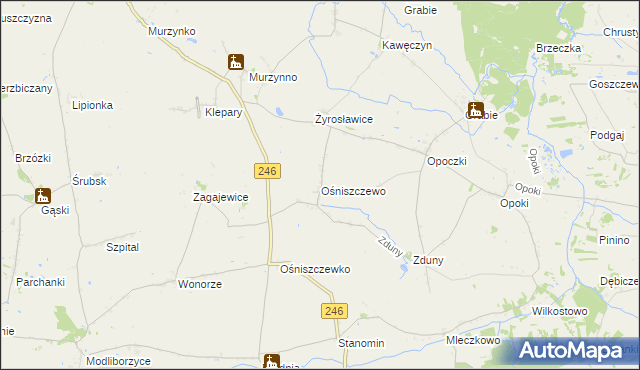 mapa Ośniszczewo, Ośniszczewo na mapie Targeo