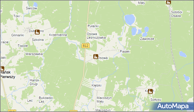mapa Osowa gmina Hańsk, Osowa gmina Hańsk na mapie Targeo