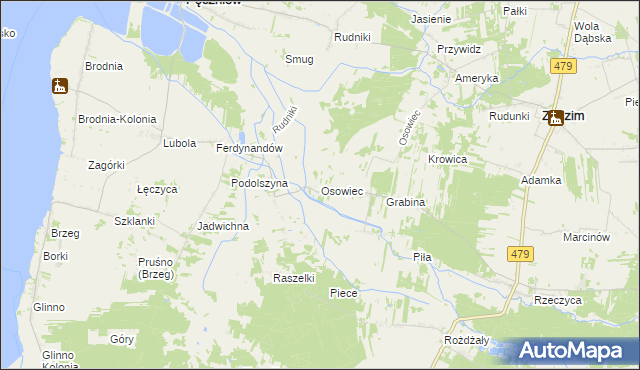 mapa Osowiec gmina Pęczniew, Osowiec gmina Pęczniew na mapie Targeo