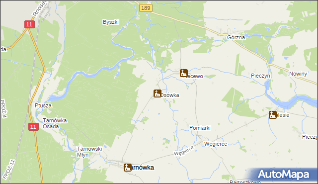 mapa Osówka gmina Tarnówka, Osówka gmina Tarnówka na mapie Targeo