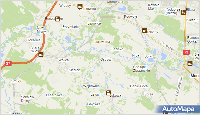 mapa Ostrów gmina Chęciny, Ostrów gmina Chęciny na mapie Targeo