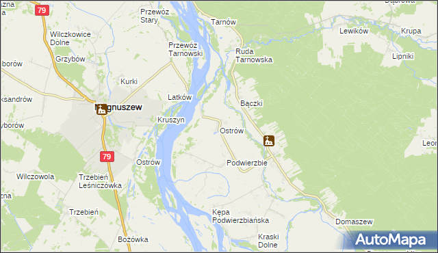 mapa Ostrów gmina Maciejowice, Ostrów gmina Maciejowice na mapie Targeo