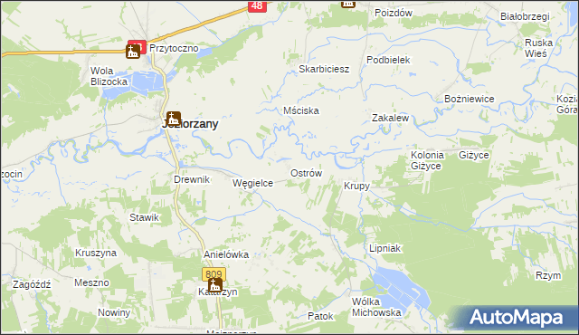 mapa Ostrów gmina Michów, Ostrów gmina Michów na mapie Targeo