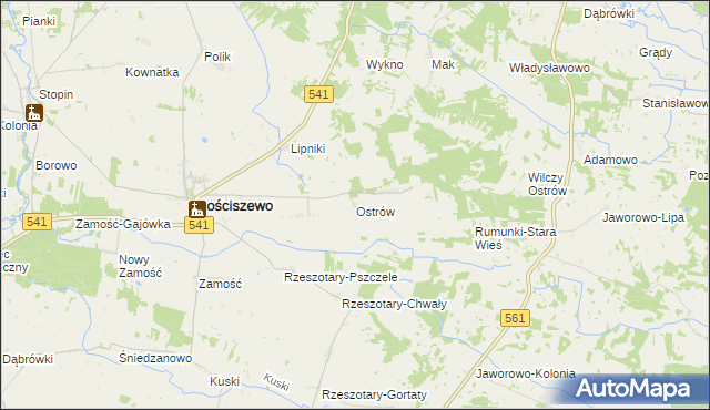 mapa Ostrów gmina Rościszewo, Ostrów gmina Rościszewo na mapie Targeo