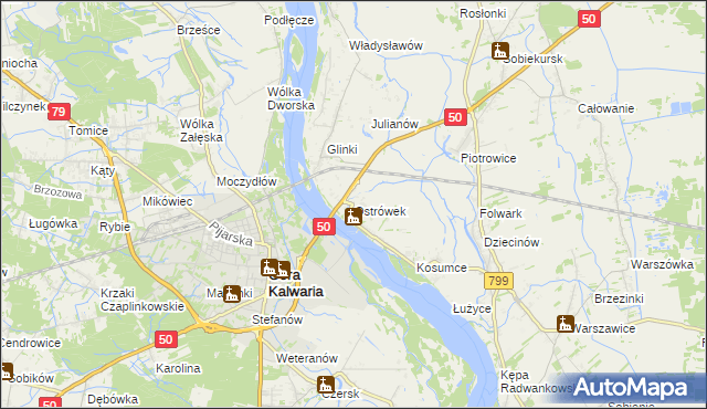 mapa Ostrówek gmina Karczew, Ostrówek gmina Karczew na mapie Targeo