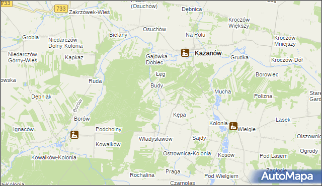 mapa Ostrówka gmina Kazanów, Ostrówka gmina Kazanów na mapie Targeo