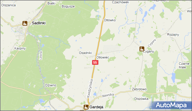 mapa Otłowiec, Otłowiec na mapie Targeo