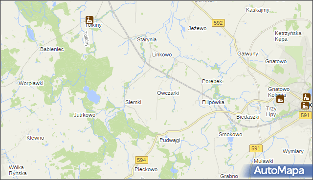 mapa Owczarki gmina Kętrzyn, Owczarki gmina Kętrzyn na mapie Targeo