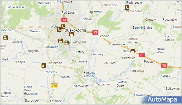 mapa Owczary gmina Busko-Zdrój, Owczary gmina Busko-Zdrój na mapie Targeo