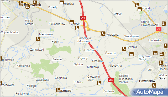 mapa Ożańsk, Ożańsk na mapie Targeo