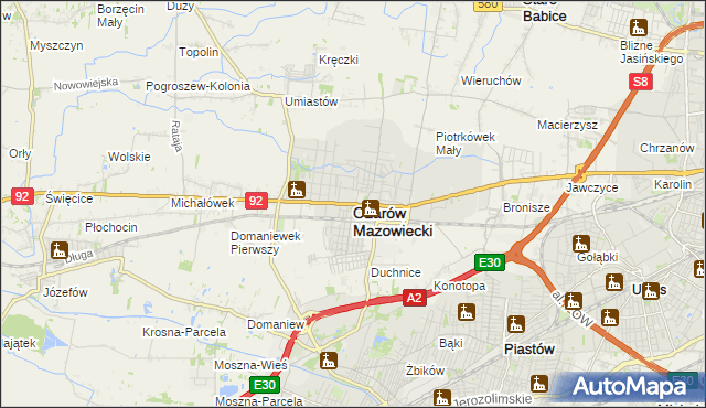 mapa Ożarów Mazowiecki, Ożarów Mazowiecki na mapie Targeo