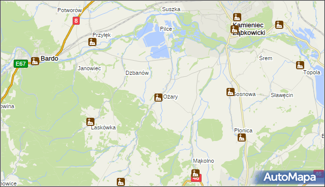 mapa Ożary, Ożary na mapie Targeo