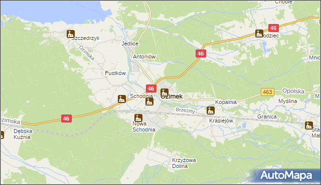 mapa Ozimek, Ozimek na mapie Targeo