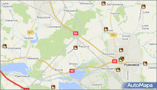 mapa Paczyna, Paczyna na mapie Targeo