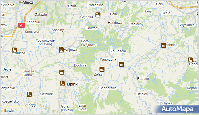 mapa Pagorzyna, Pagorzyna na mapie Targeo