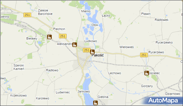 mapa Pakość powiat inowrocławski, Pakość powiat inowrocławski na mapie Targeo