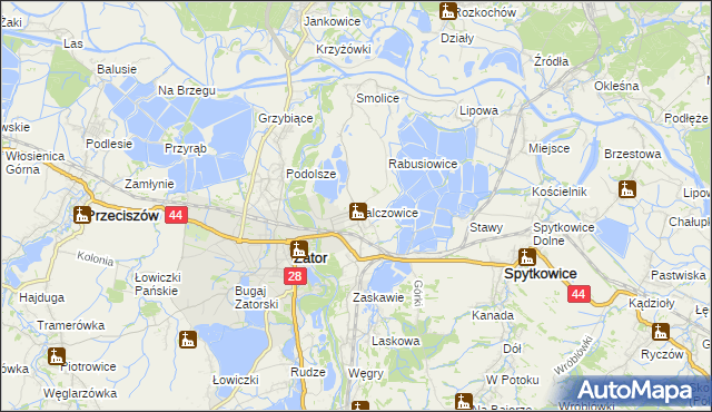 mapa Palczowice, Palczowice na mapie Targeo