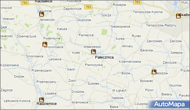 mapa Pałecznica powiat proszowicki, Pałecznica powiat proszowicki na mapie Targeo