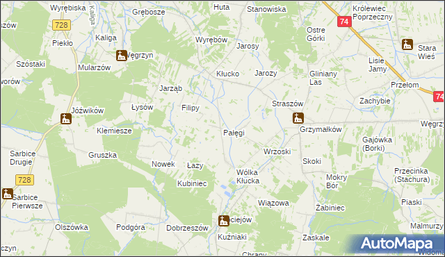 mapa Pałęgi, Pałęgi na mapie Targeo