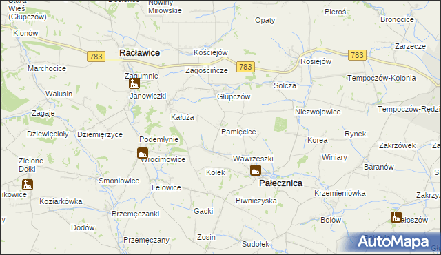 mapa Pamięcice, Pamięcice na mapie Targeo