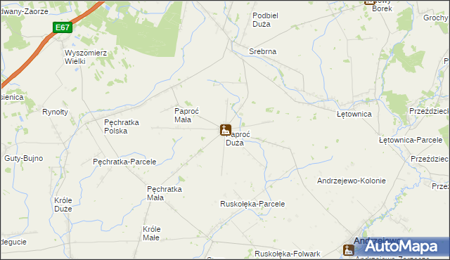 mapa Paproć Duża, Paproć Duża na mapie Targeo