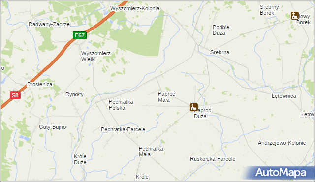 mapa Paproć Mała, Paproć Mała na mapie Targeo