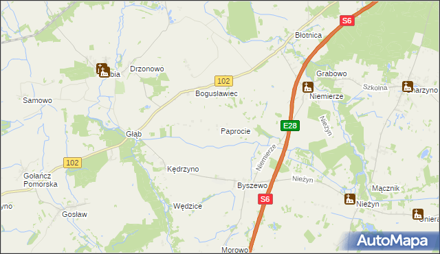 mapa Paprocie, Paprocie na mapie Targeo