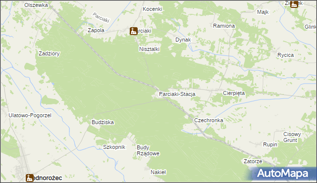 mapa Parciaki-Stacja, Parciaki-Stacja na mapie Targeo