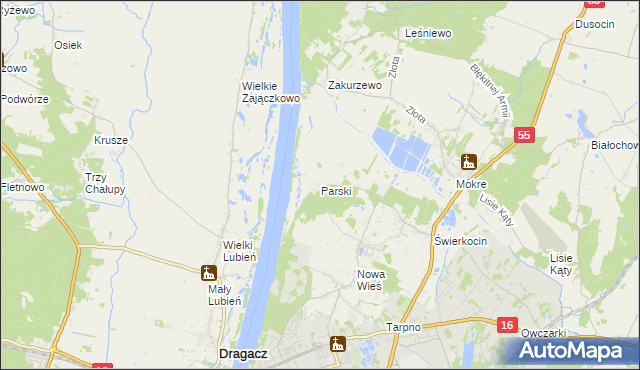 mapa Parski gmina Grudziądz, Parski gmina Grudziądz na mapie Targeo