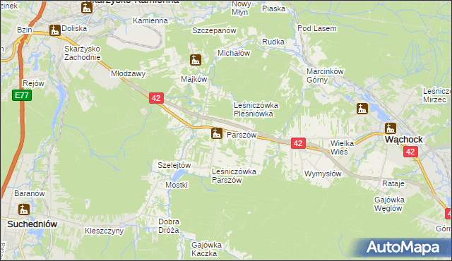 mapa Parszów, Parszów na mapie Targeo