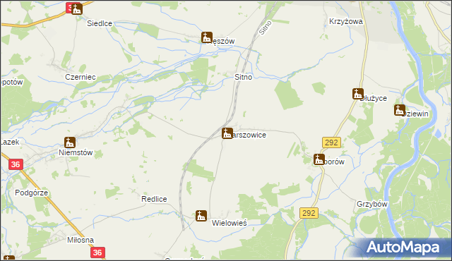 mapa Parszowice, Parszowice na mapie Targeo