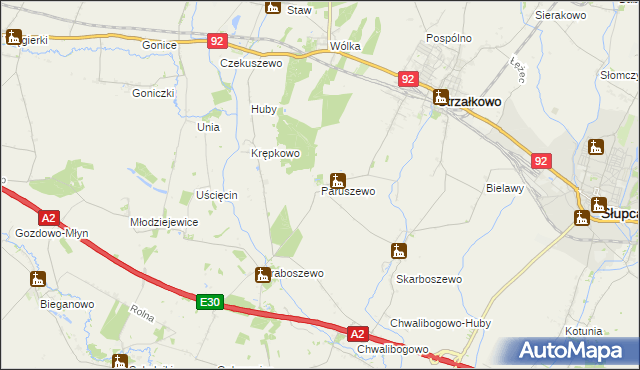 mapa Paruszewo, Paruszewo na mapie Targeo