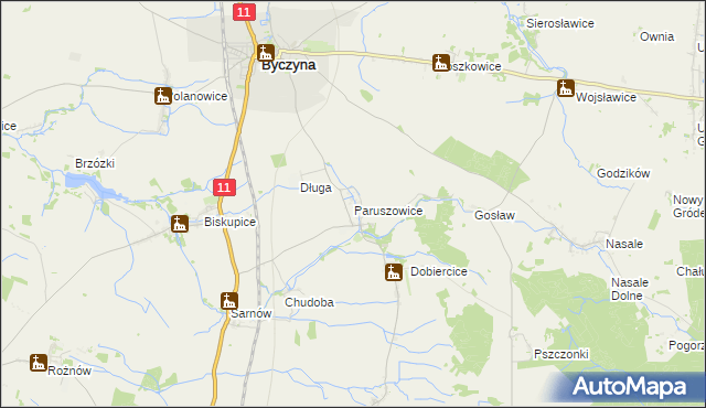 mapa Paruszowice, Paruszowice na mapie Targeo