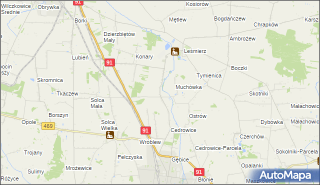 mapa Parzyce gmina Ozorków, Parzyce gmina Ozorków na mapie Targeo