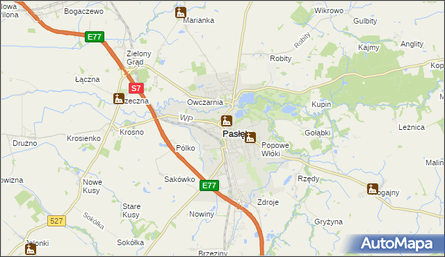 mapa Pasłęk, Pasłęk na mapie Targeo
