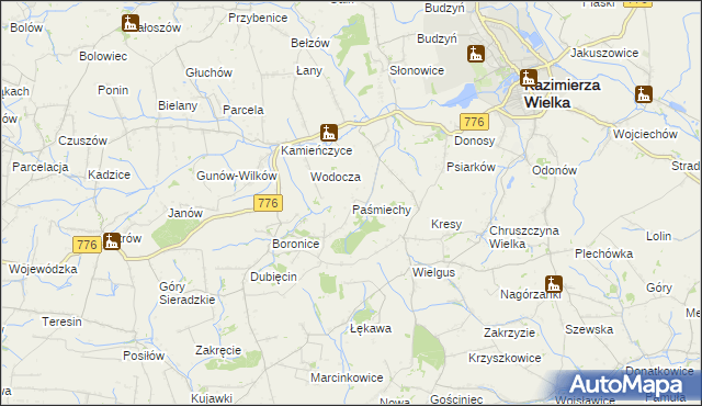 mapa Paśmiechy, Paśmiechy na mapie Targeo